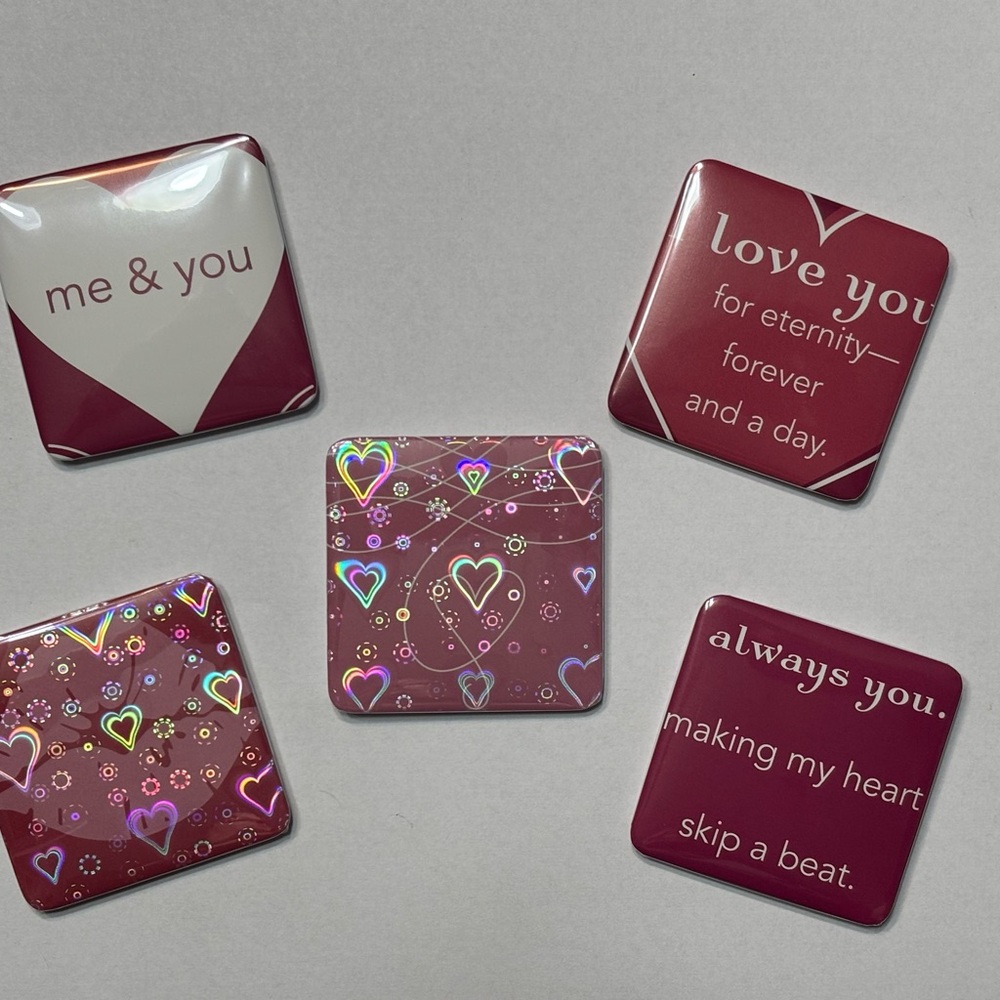 Romantic Maroon Heart Magnet Set - Home Art